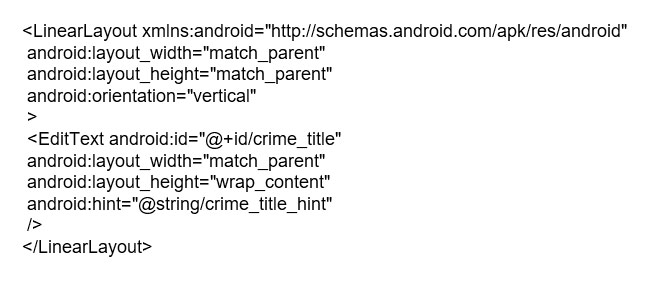 fragment视图的布局文件(fragment_crime.xml)